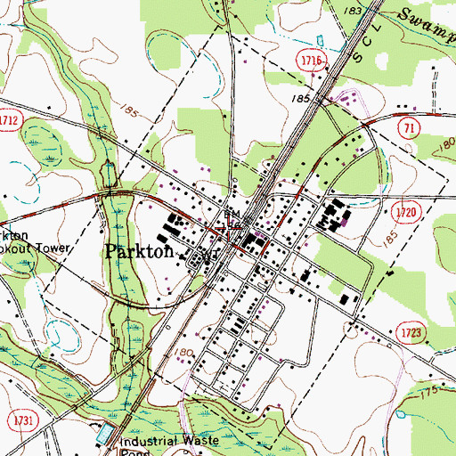 Topographic Map of Parkton Police Department, NC