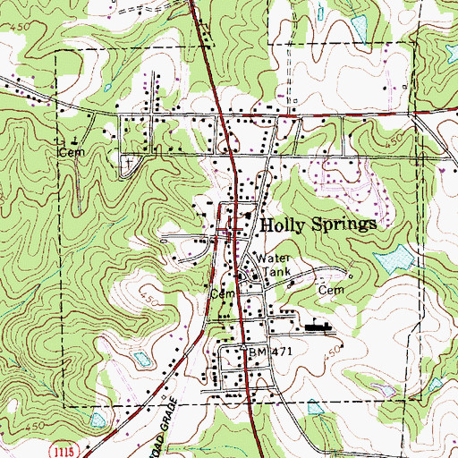 Topographic Map of Holly Springs Police Department, NC