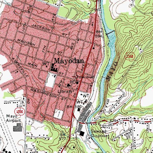 Topographic Map of Mayodan Police Department, NC
