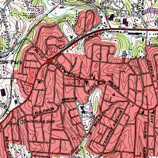 Topographic Map of Asheville Police Department Adam District West Office, NC