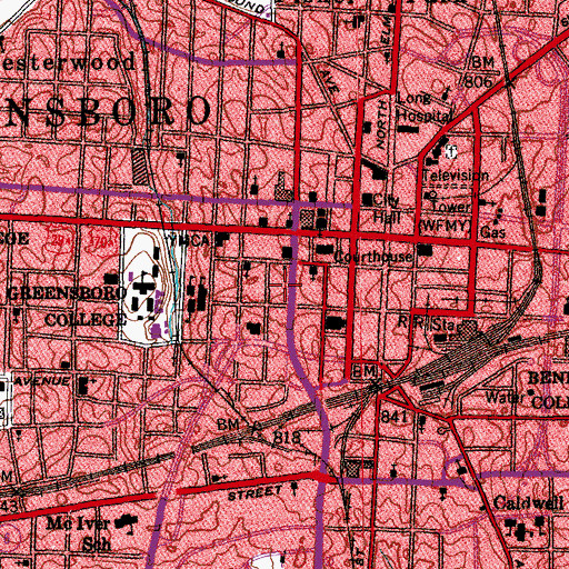 Topographic Map of Guilford County Sheriffs Office, NC