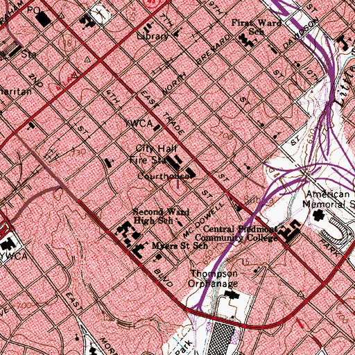Topographic Map of Mecklenburg County Sheriff's Office, NC