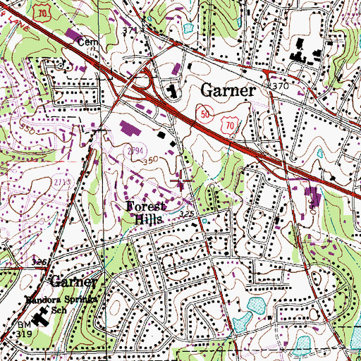 Topographic Map of Garner Police Department, NC