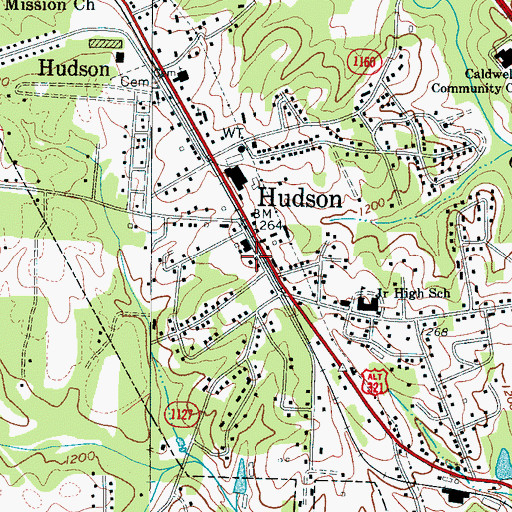 Topographic Map of Hudson Police Department, NC
