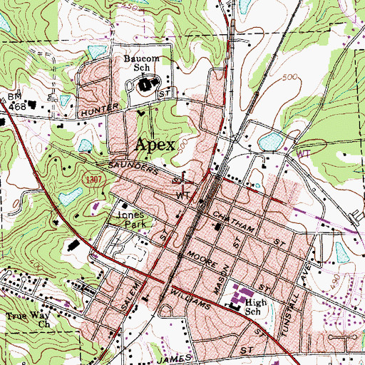 Topographic Map of Apex Police Department, NC