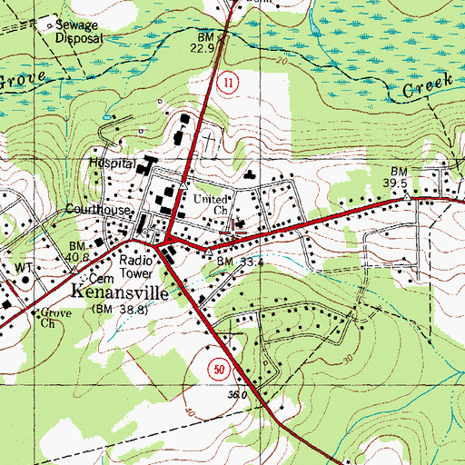 Topographic Map of Kenansville Police Department, NC