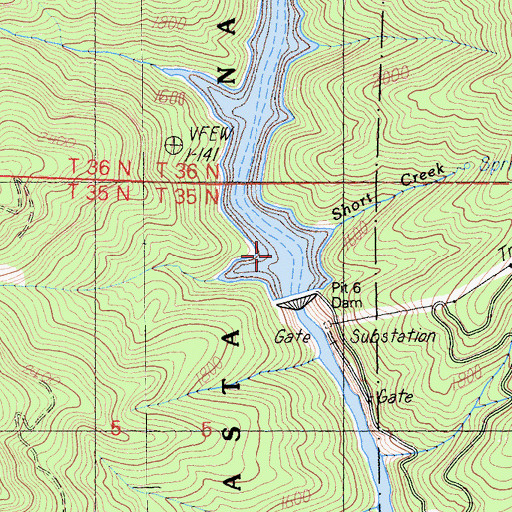 Topographic Map of Pit Six Reservoir, CA