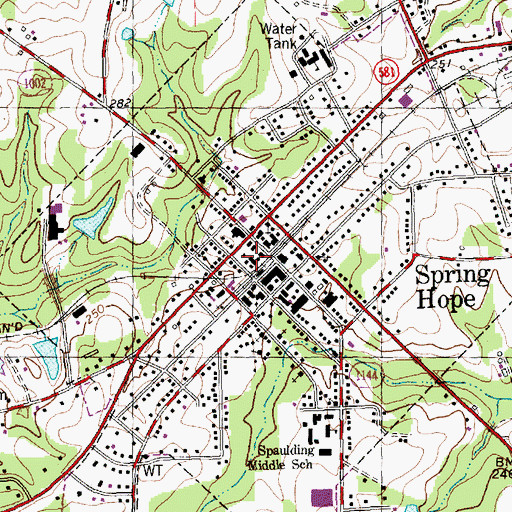 Topographic Map of Spring Hope Police Department, NC