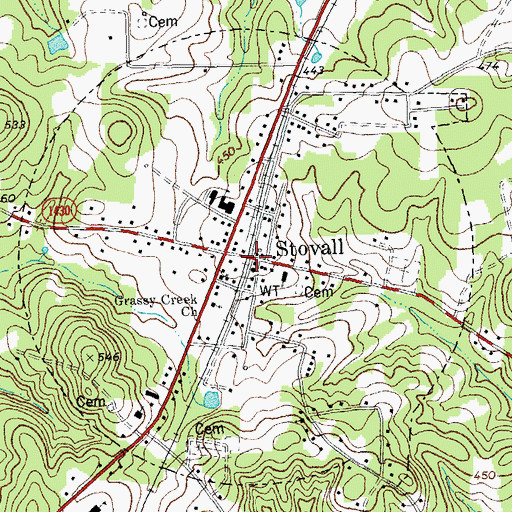 Topographic Map of Stovall Police Department, NC