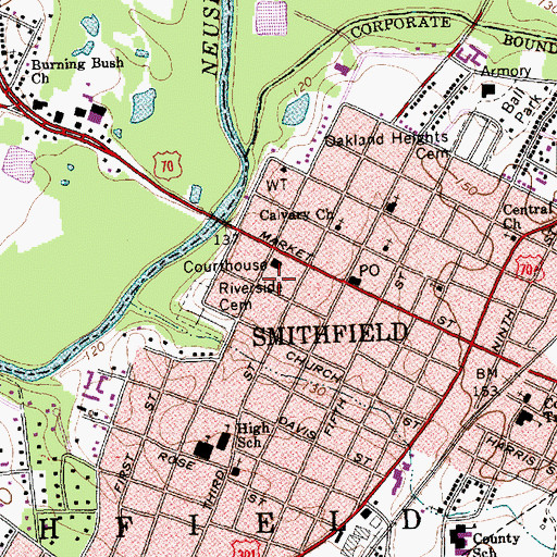 Topographic Map of Johnston County Sheriff's Office, NC