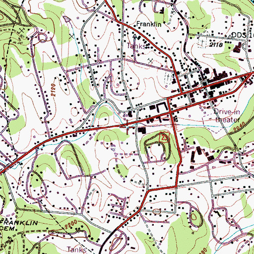 Topographic Map of Franklin Police Department, NC