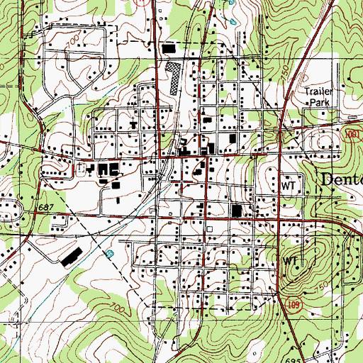 Topographic Map of Denton Police Department, NC