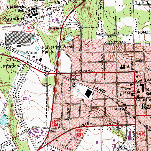 Topographic Map of North Carolina State Highway Patrol Troop H District 6 Substation Hoke County, NC