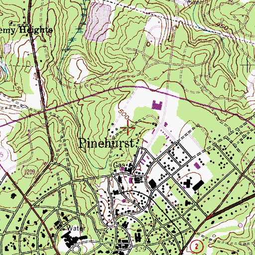 Topographic Map of Pinehurst Police Department, NC