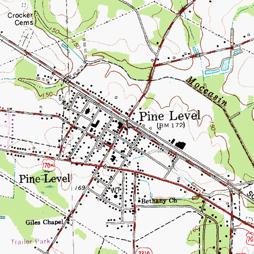 Topographic Map of Pine Level Police Department, NC