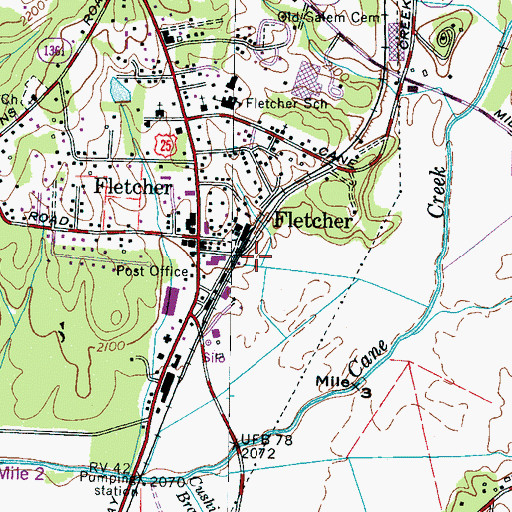 Topographic Map of Fletcher Police Department, NC