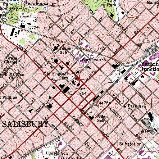 Topographic Map of Rowan County Sheriff's Office, NC