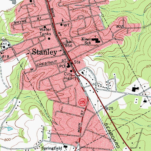 Topographic Map of Stanley Police Department, NC