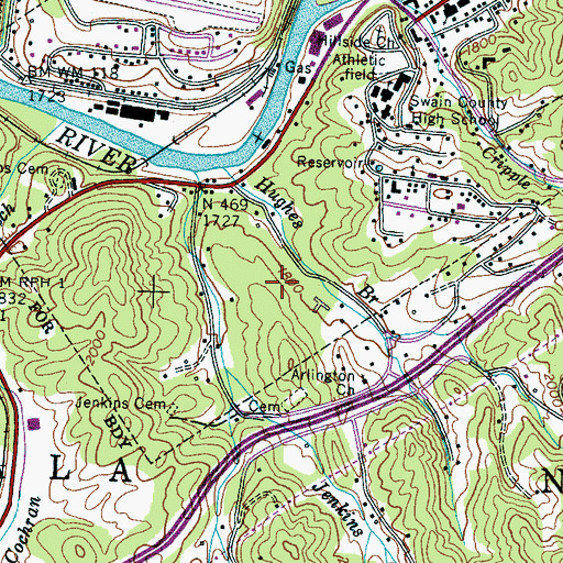 Topographic Map of Swain County Sheriff's Office, NC