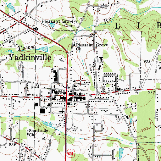 Topographic Map of Yadkinville Police Department, NC