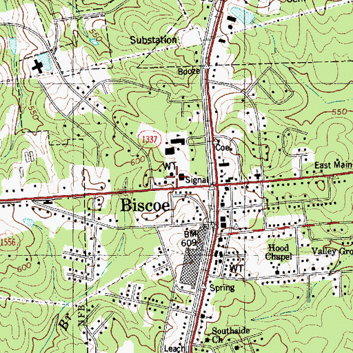 Topographic Map of Biscoe Police Department, NC