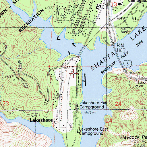 Topographic Map of Lakeshore Resort, CA