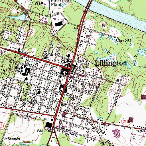 Topographic Map of Lillington Police Department, NC