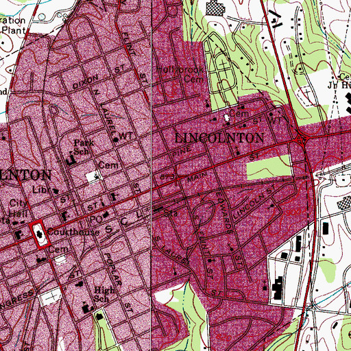 Topographic Map of Lincolnton Police Department, NC