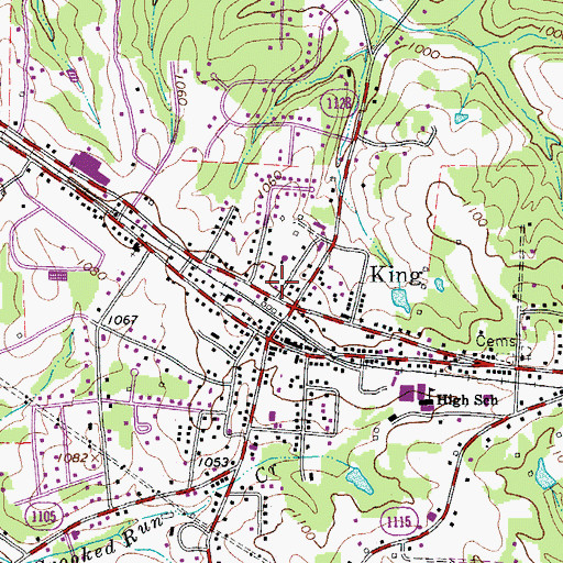 Topographic Map of King Police Department, NC