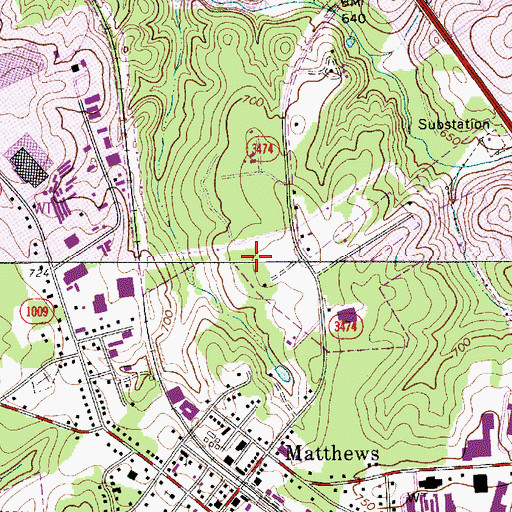 Topographic Map of Matthews Police Department, NC