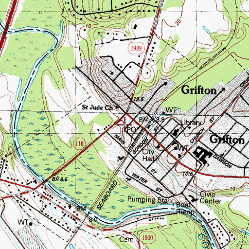 Topographic Map of Grifton Police Department, NC