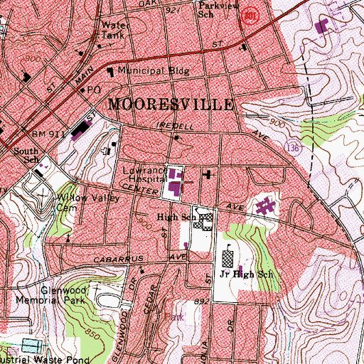 Topographic Map of Iredell County Sheriff's Office, NC