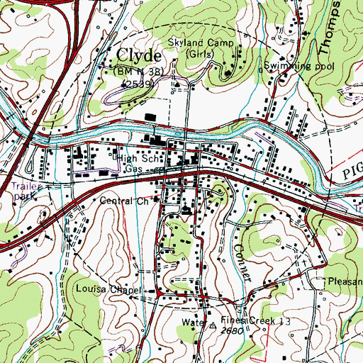 Topographic Map of Clyde Police Department, NC