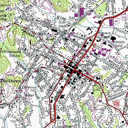 Topographic Map of Brevard Police Department, NC