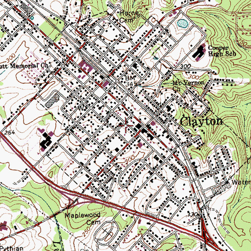 Topographic Map of Clayton Police Department, NC