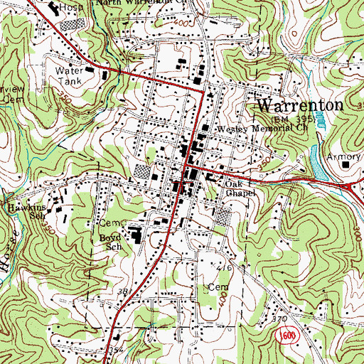 Topographic Map of Warrenton Police Department, NC