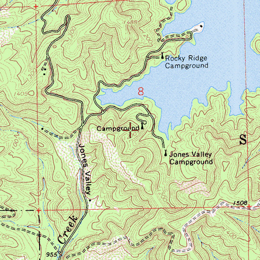 Topographic Map of Jones Inlet Campsite, CA