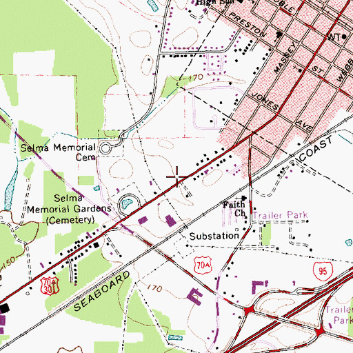 Topographic Map of Selma Police Department, NC