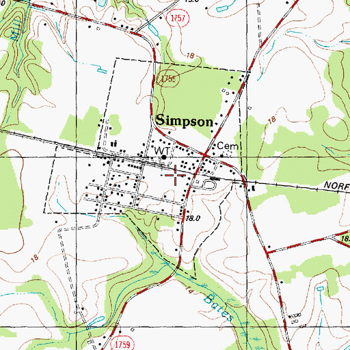 Topographic Map of Simpson Police Department, NC