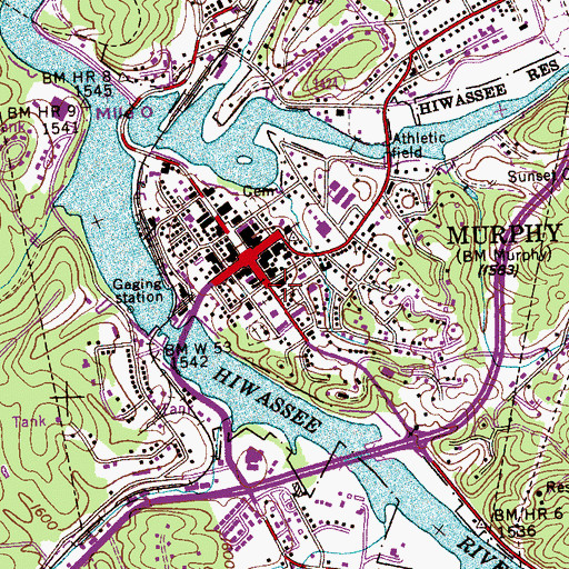 Topographic Map of Murphy Police Department, NC