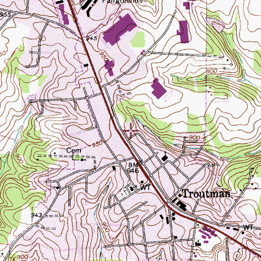 Topographic Map of Troutman Police Department, NC