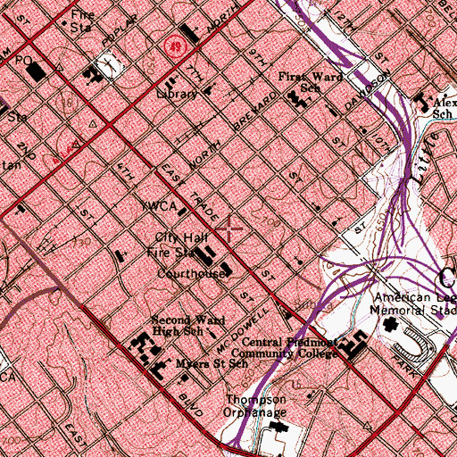 Topographic Map of Charlotte - Mecklenburg Police Department Motorcycle Unit, NC