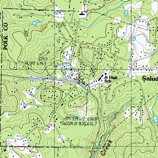Topographic Map of Saluda Police Department, NC