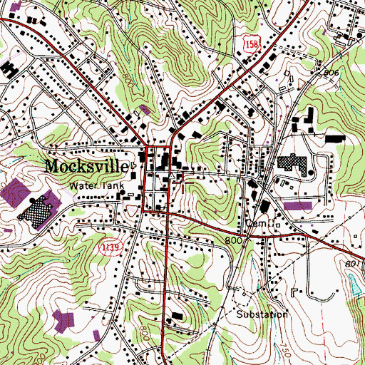 Topographic Map of Davie County Sheriff's Office, NC