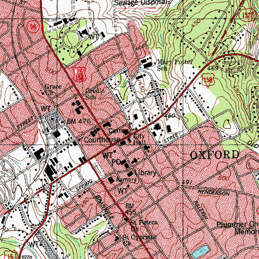 Topographic Map of Granville County Sheriff's Office, NC