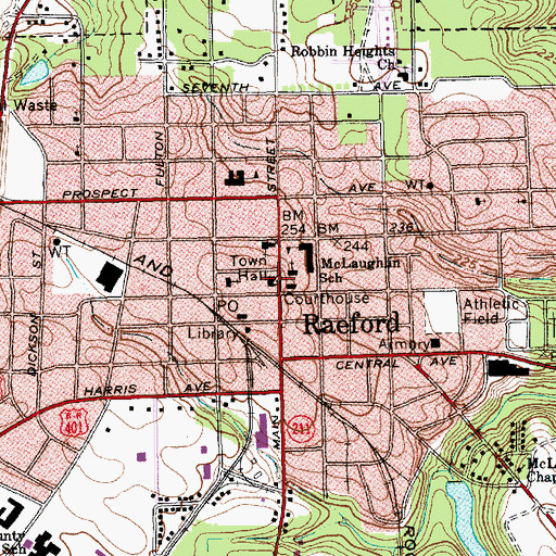 Topographic Map of Raeford Police Department, NC