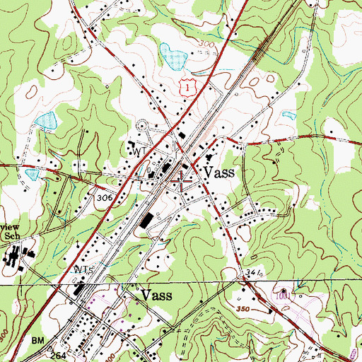 Topographic Map of Vass Police Department, NC