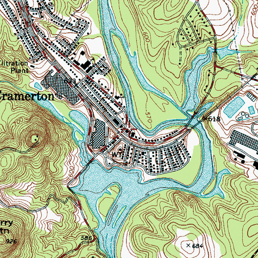 Topographic Map of Cramerton Police Department, NC