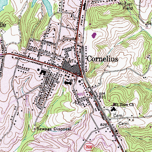 Topographic Map of Cornelius Police Department, NC