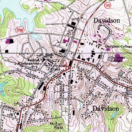 Topographic Map of Davidson Police Department, NC